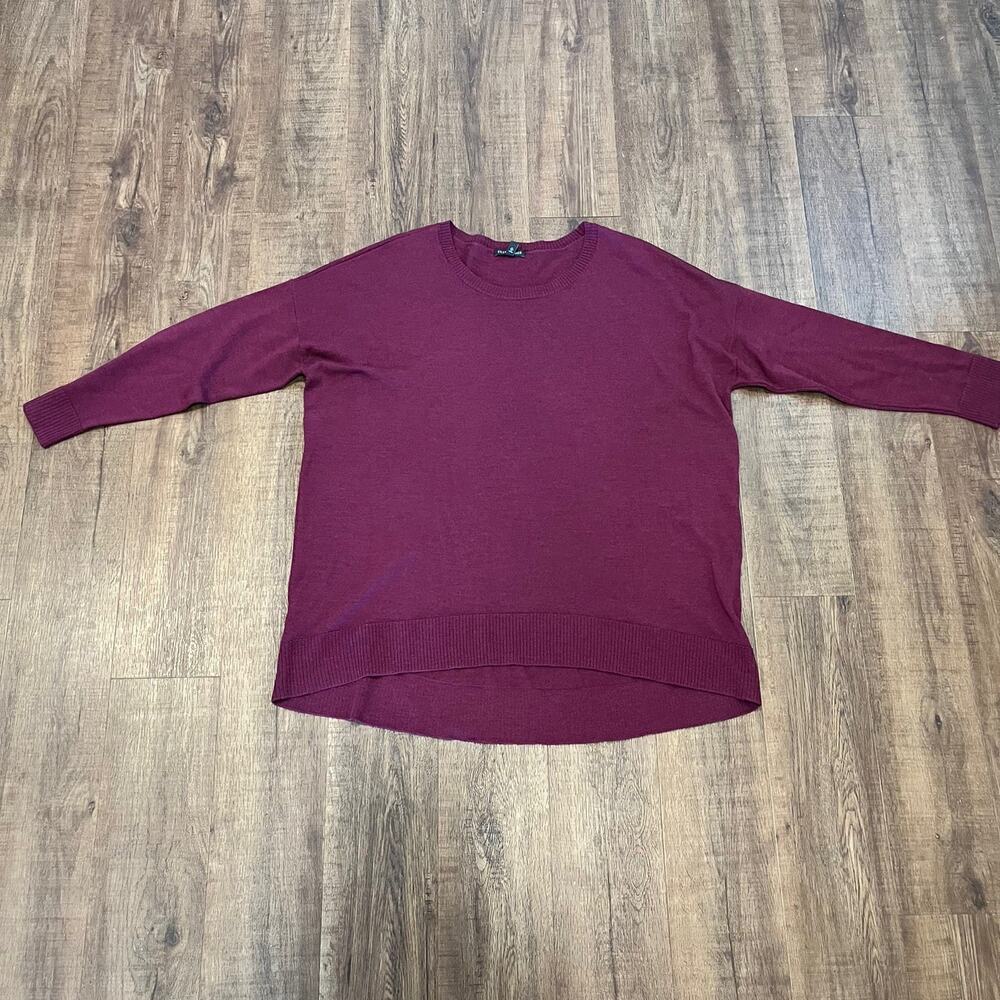 Eileen Fisher Women's Purple Blue Merino Wool Boatneck Sweater Extra Large
